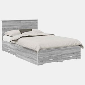 Estrutura De Cama De Casal Moderno - Cinza Sonoma 120 x 190 cm Madeira processada