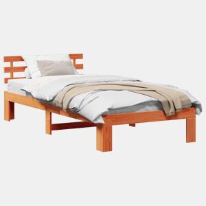 Estrutura de cama de solteiro moderno com cabeceira - Marrom Cera 75 x 190 cm