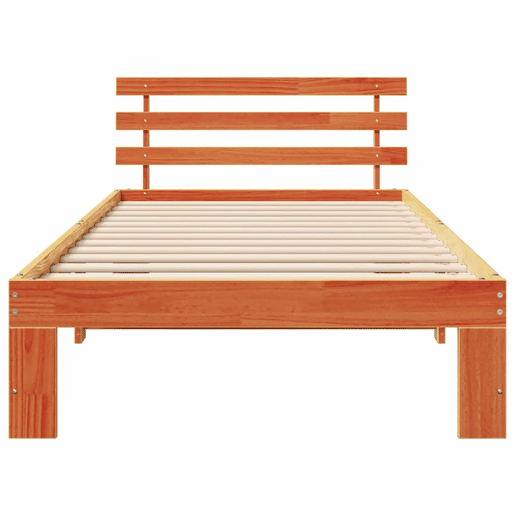 Estrutura de cama de solteiro moderno com cabeceira - Marrom Cera 80 x 200 cm