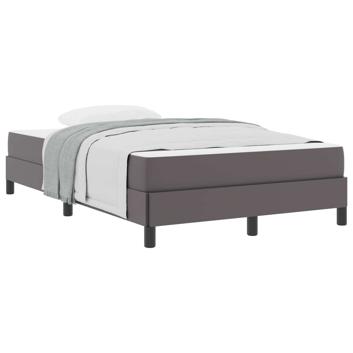 Estructura de cama doble matrimonial con colchón gris 120 x 190 cm tela