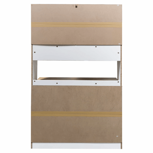 Aparador de cozinha de 175 cm u2013 com vitrina de vidro, suporte para garrafas e barra com ganchos, armário multifuncional para cozinha, sala de jantar e sala de estar u2013 Natural e Branco