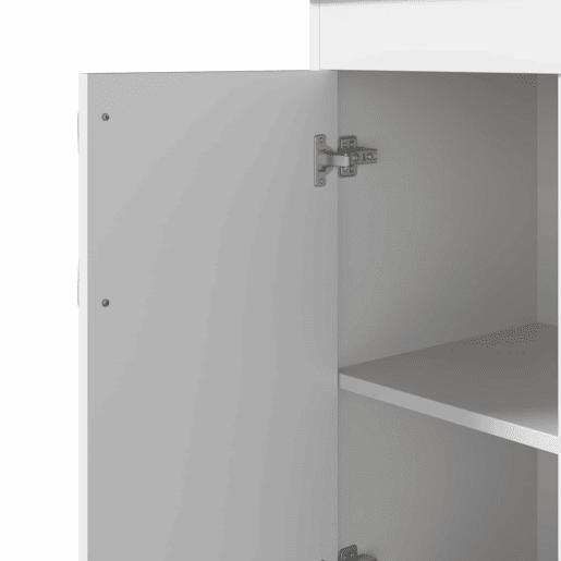 Aparador de cozinha de 175 cm u2013 com vitrina de vidro, suporte para garrafas e barra com ganchos, armário multifuncional para cozinha, sala de jantar e sala de estar u2013 Natural e Branco