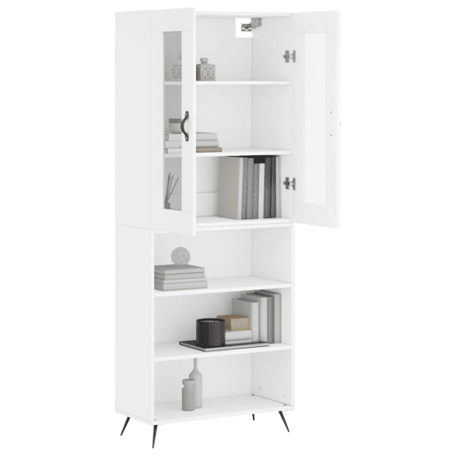 Armário alto - Bufete - Móvel de apoio 69,5x34x180 cm derivados de madeira branco pt712