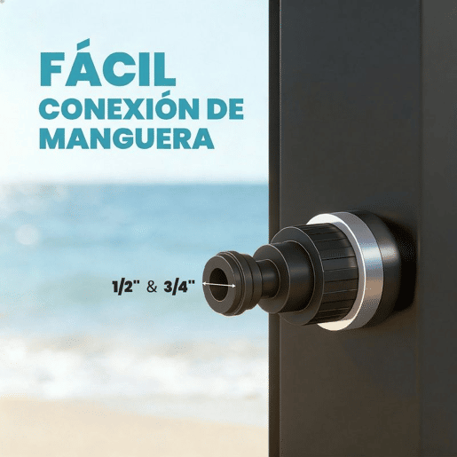 Outsunny Duche Solar de Jardim 60 L Duche Solar Exterior com Chuveiro de Mão Torneira para Pés Água Fria e Quente até 60 °C Ligação a Mangueira para Piscina Campismo ou Pátio 21,8x18,2x227 cm Preto
