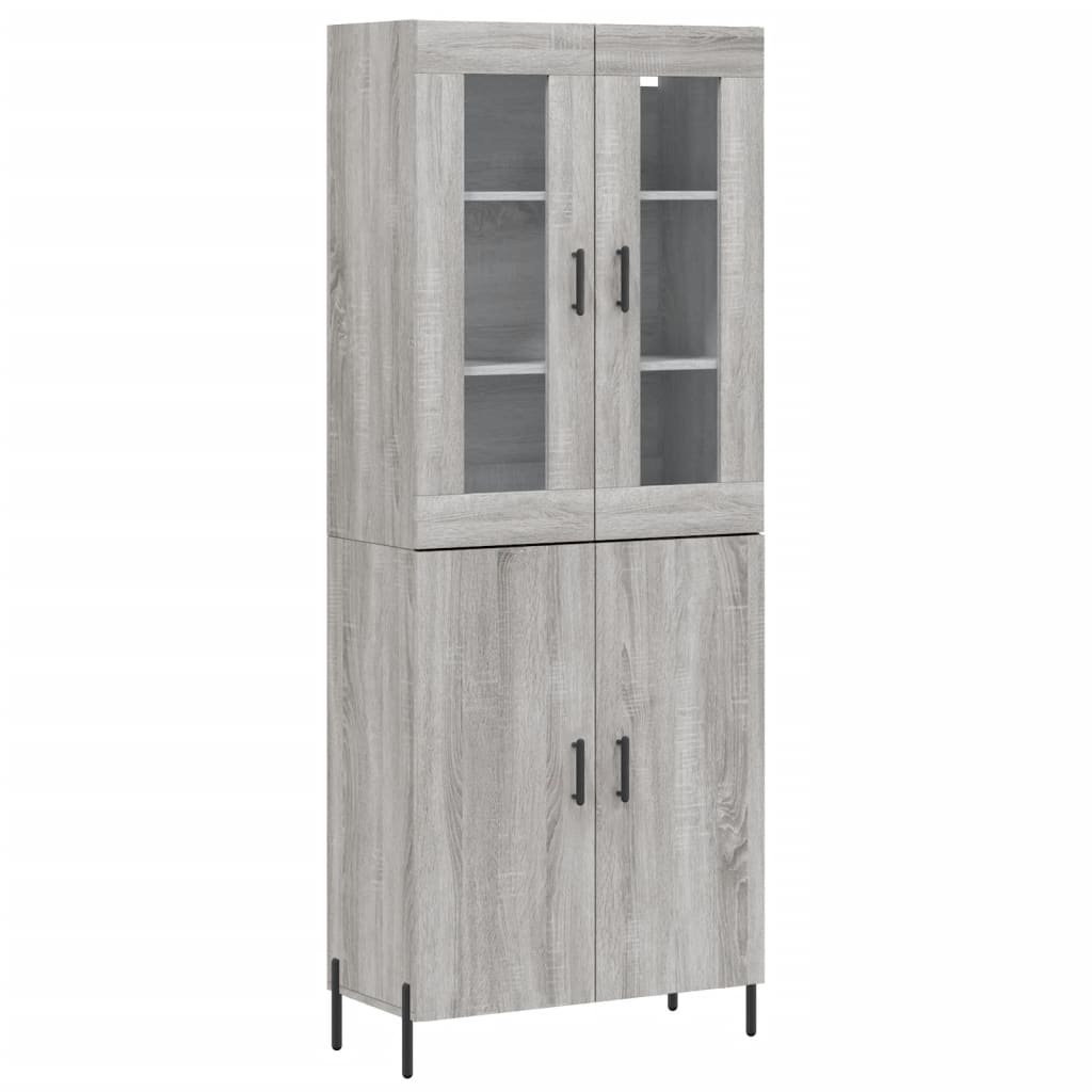 Aparador alto - Mueble de almacenamiento 69 Roble/ Gris