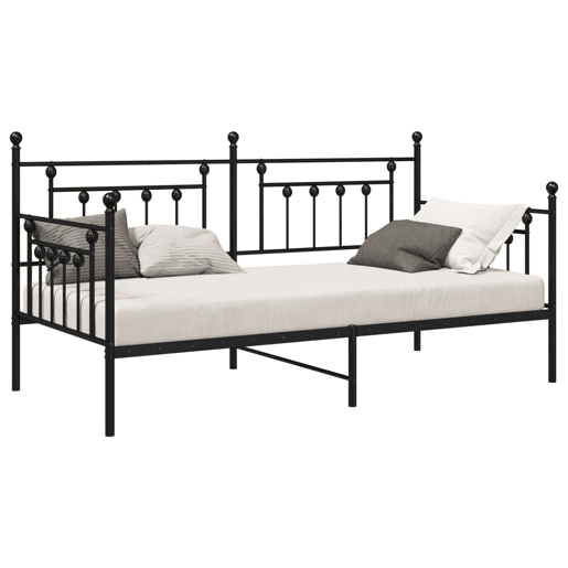 Estrutura de sofá-cama individual moderno - Preto 107 x 203 cm Aço