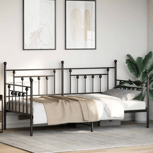 Estrutura de sofá-cama individual moderno - Preto 107 x 203 cm Aço