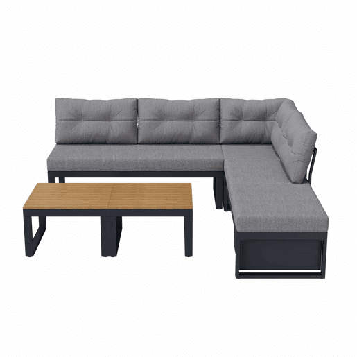 Conjunto de móveis de jardim - 3 posições reclináveis, almofadas grossas, arrumação, capa resistente às intempéries - Cinza escuro