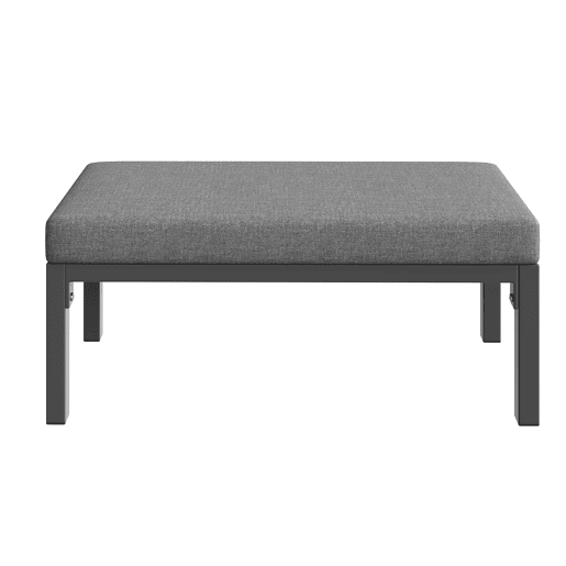 Conjunto de sofás de jardim L 8 lugares - Estrutura em ferro, almofadas cinzentas, mesa em mármore e 2 poltronas - Cinza