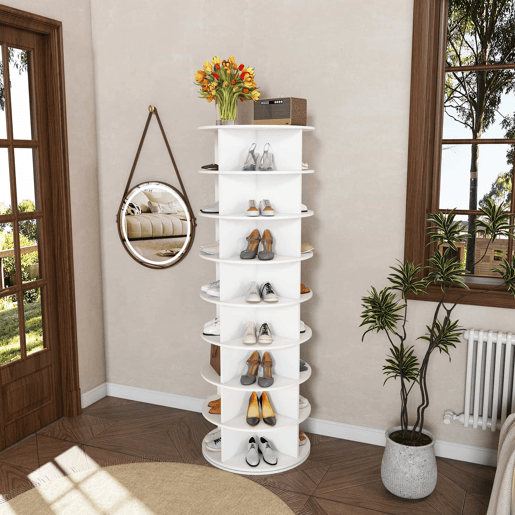 Organizador giratório de sapatos com 8 níveis - Organizador de sapatos giratório a 360°, independente - Branco Organizador giratório de sapatos com 8 níveis - Organizador de sapatos giratório a 360°, independente - Branco