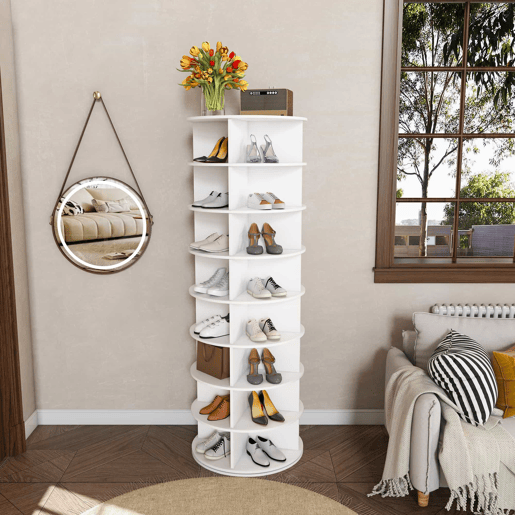 Organizador giratório de sapatos com 8 níveis - Organizador de sapatos giratório a 360°, independente - Branco Organizador giratório de sapatos com 8 níveis - Organizador de sapatos giratório a 360°, independente - Branco