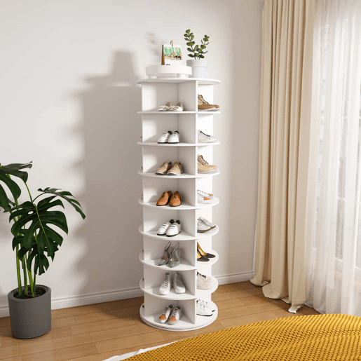 Organizador giratório de sapatos com 8 níveis - Organizador de sapatos giratório a 360°, independente - Branco Organizador giratório de sapatos com 8 níveis - Organizador de sapatos giratório a 360°, independente - Branco