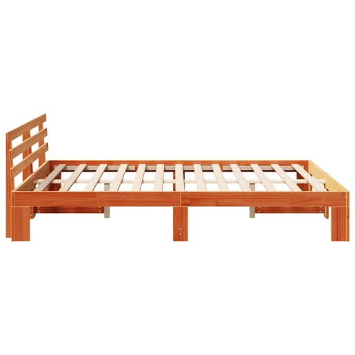Estrutura de cama de casal simple com cabeceira - Marrom Cera 160 x 200 cm