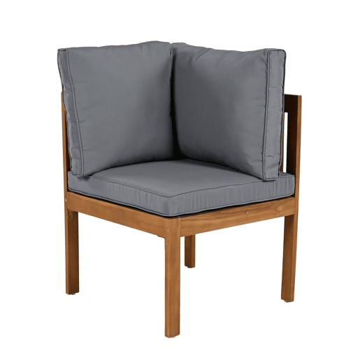 Conjunto de mobiliário de jardim - Sofá de canto + Mesa de centro - Estrutura em acácia, tampo da mesa em acácia, corda trançada - Cinza
