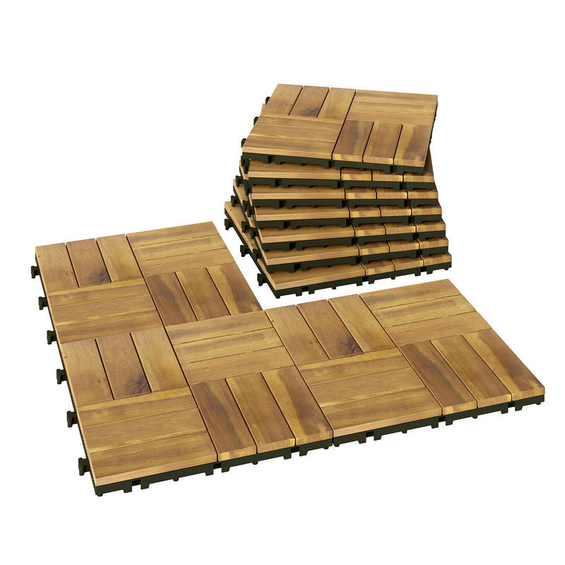Baldosas de Exterior PE, Madera de Acacia Outsunny