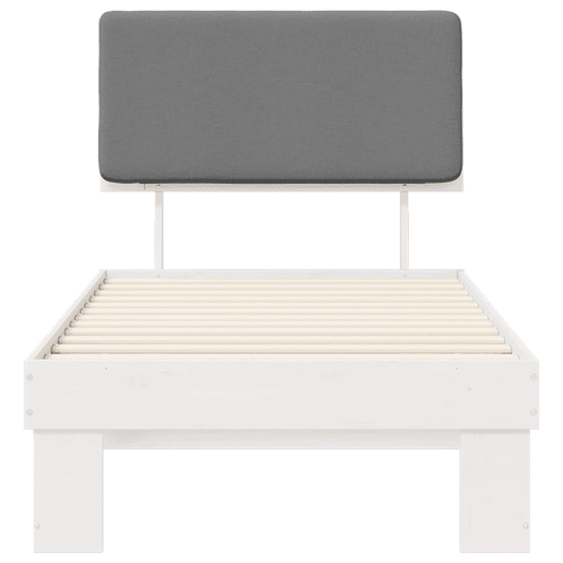 Estrutura de cama de solteiro simple com Cabeceira Estofada Cinzento-claro
