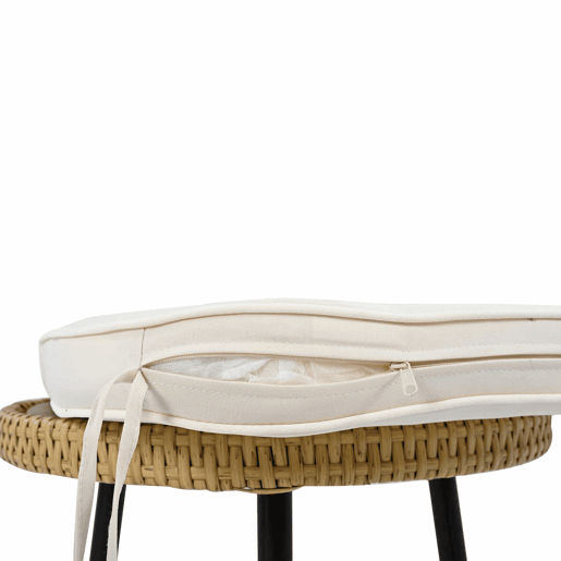 Conjunto de jardim de 5 peças - 1 mesa, 2 cadeiras, 2 bancos, rattan - branco + natural
