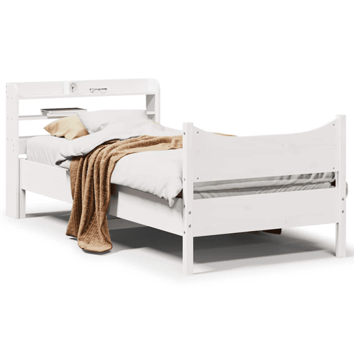 Estrutura de cama de solteiro para adultos c cabeceira 75x190 cm pinho maciço