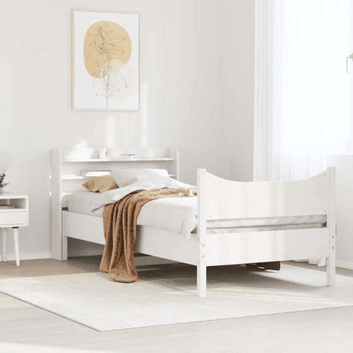 Estrutura de cama de solteiro para adultos c cabeceira 75x190 cm pinho maciço