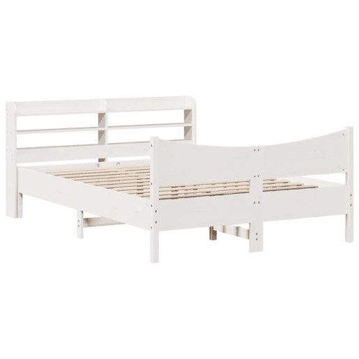 Estrutura De Cama De Casal c cabeceira - 135x190 cm pinho maciço branco