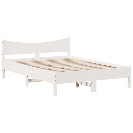 Estrutura De Cama De Casal c cabeceira - 135x190 cm pinho maciço branco