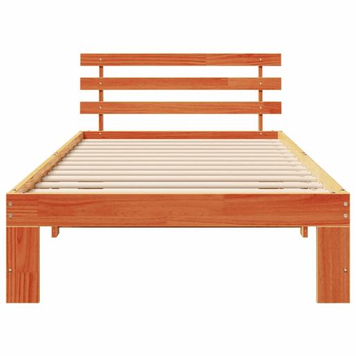 Estrutura de cama de solteiro para adultos com Cabeceira - Marrom Cera 100 x 200 cm
