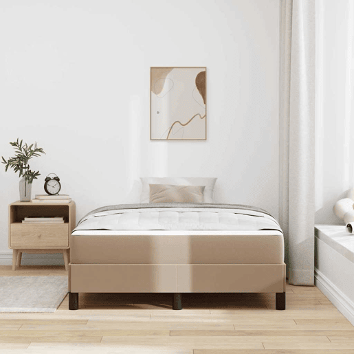 Estrutura da Cama de casal moderno com colchão - Cappuccino 120 x 190 cm tecido