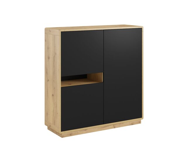 Aparador 3 puertas raven negro y madera