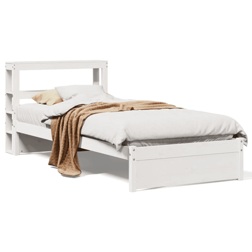 Estrutura de cama de solteiro para adultos c cabeceira 75x190 cm pinho maciço