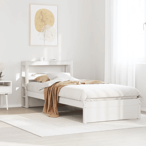 Estrutura de cama de solteiro para adultos c cabeceira 75x190 cm pinho maciço