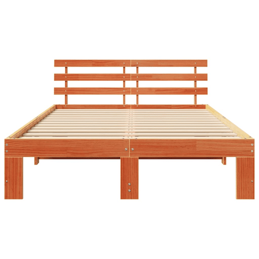 Estrutura de cama de casal simple com cabeceira - Marrom Cera 120 x 190 cm