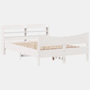 Estrutura De Cama De Casal c cabeceira - 140x190 cm pinho maciço branco