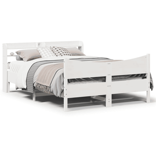 Estrutura De Cama De Casal c cabeceira - 140x190 cm pinho maciço branco