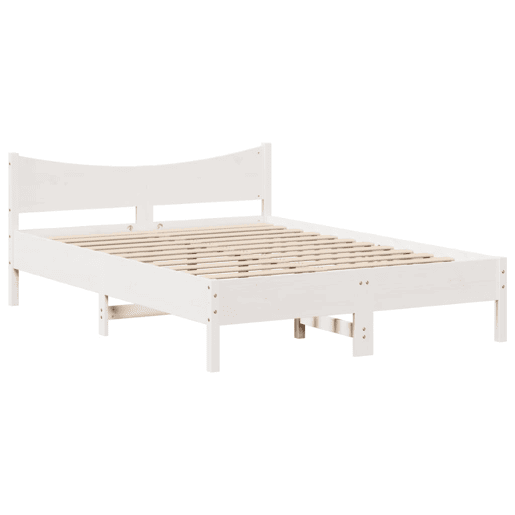 Estrutura De Cama De Casal c cabeceira - 140x190 cm pinho maciço branco
