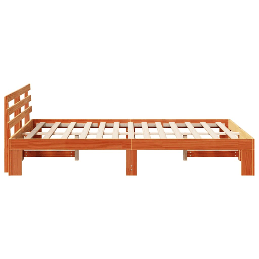 Estrutura de cama de casal simple com cabeceira - Marrom Cera 135 x 190 cm