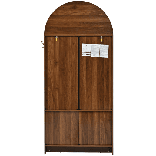 Aparador - estilo arco com rattan trançado, gaveta dupla - Nogal