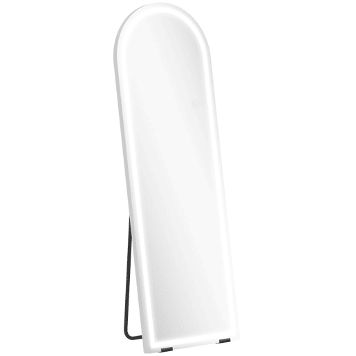 HOMCOM Espelho de Corpo Inteiro com Luzes, 150x50 cm, Espelho Arqueado sem Moldura, Ajustável em Cor e Brilho, Função de Memória, Independente, Encostado ou de Parede, Transparente