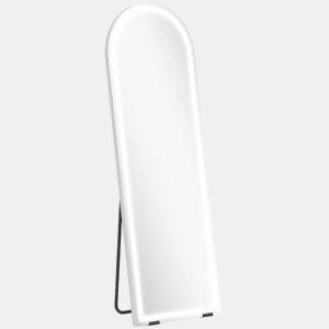 HOMCOM Espelho de Corpo Inteiro com Luzes, 150x50 cm, Espelho Arqueado sem Moldura, Ajustável em Cor e Brilho, Função de Memória, Independente, Encostado ou de Parede, Transparente