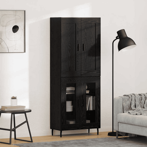 Aparador - Bufete - Móvel de apoio 2 pcs Carvalho Preto Madeira processada pt265