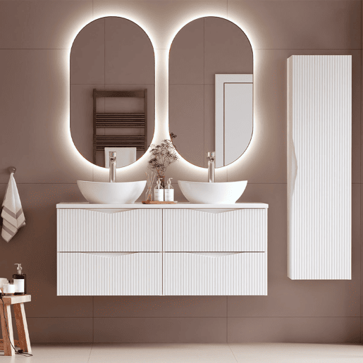 Lavatório duplo e base de apoio Tao White 120cm