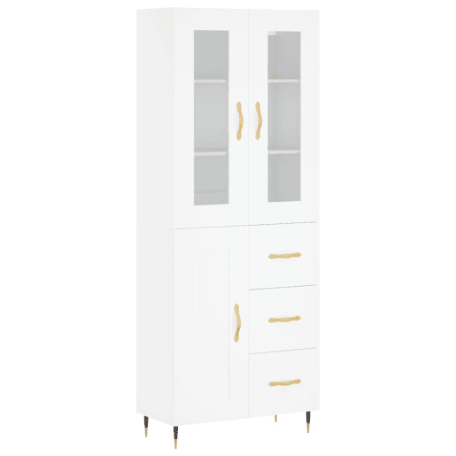 Armário alto - Bufete - Móvel de apoio 69,5x34x180 cm derivados de madeira branco pt709