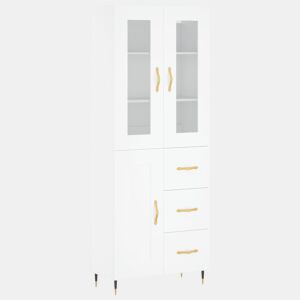 Armário alto - Bufete - Móvel de apoio 69,5x34x180 cm derivados de madeira branco pt709
