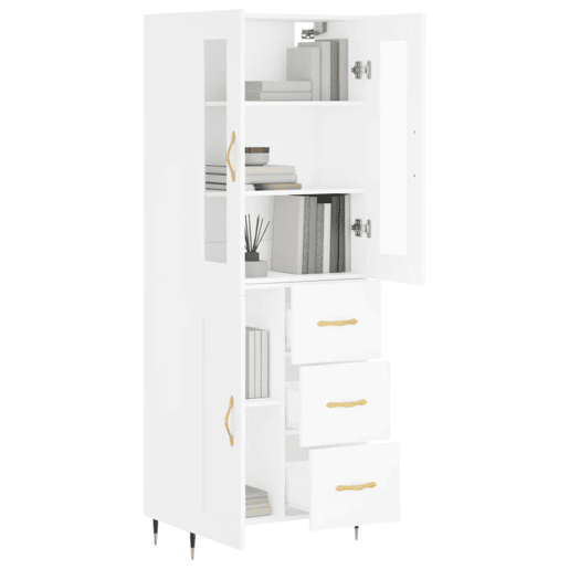 Armário alto - Bufete - Móvel de apoio 69,5x34x180 cm derivados de madeira branco pt709