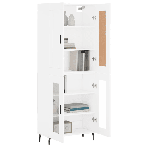 Armário alto - Bufete - Móvel de apoio 69,5x34x180 cm derivados de madeira branco pt715