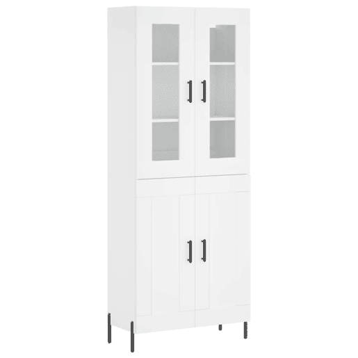 Armário alto - Bufete - Móvel de apoio 69,5x34x180 cm derivados de madeira branco pt687