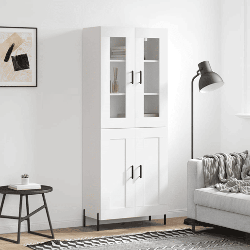 Armário alto - Bufete - Móvel de apoio 69,5x34x180 cm derivados de madeira branco pt687