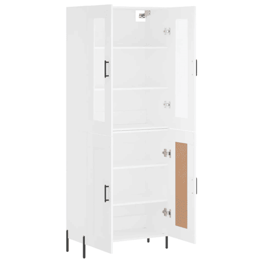 Armário alto - Bufete - Móvel de apoio 69,5x34x180 cm derivados de madeira branco pt687