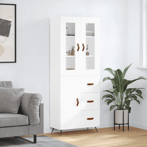 Armário alto - Bufete - Móvel de apoio 69,5x34x180 cm derivados de madeira branco pt694 Armário alto - Bufete - Móvel de apoio 69,5x34x180 cm derivados de madeira branco pt694