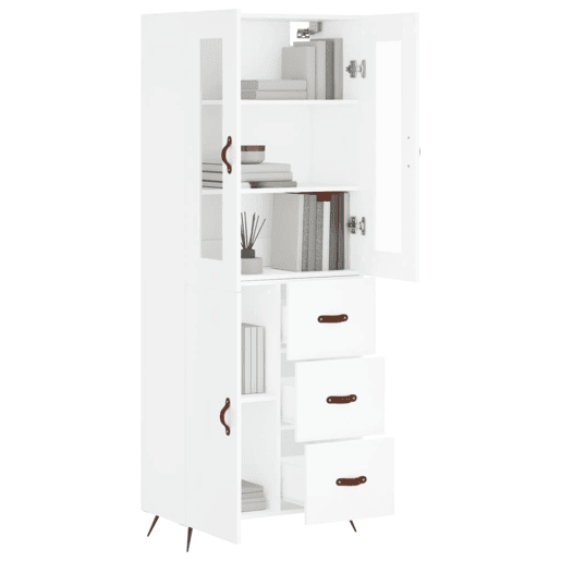 Armário alto - Bufete - Móvel de apoio 69,5x34x180 cm derivados de madeira branco pt694 Armário alto - Bufete - Móvel de apoio 69,5x34x180 cm derivados de madeira branco pt694