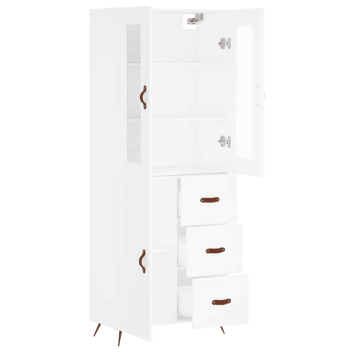 Armário alto - Bufete - Móvel de apoio 69,5x34x180 cm derivados de madeira branco pt694 Armário alto - Bufete - Móvel de apoio 69,5x34x180 cm derivados de madeira branco pt694